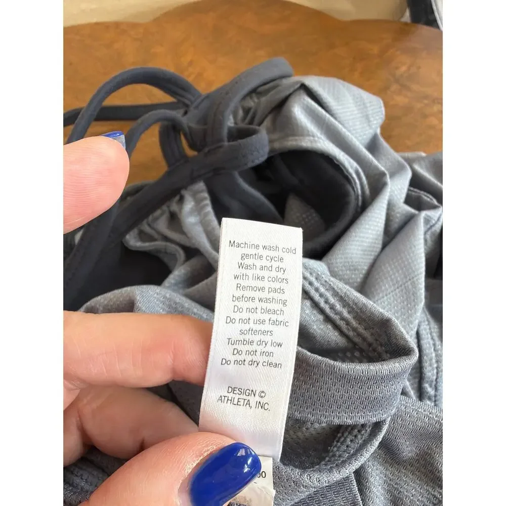 Athleta Grey Black Built-In Bra Athletic Workout Camisole Tank Top Size XS - Picture 6 of 6